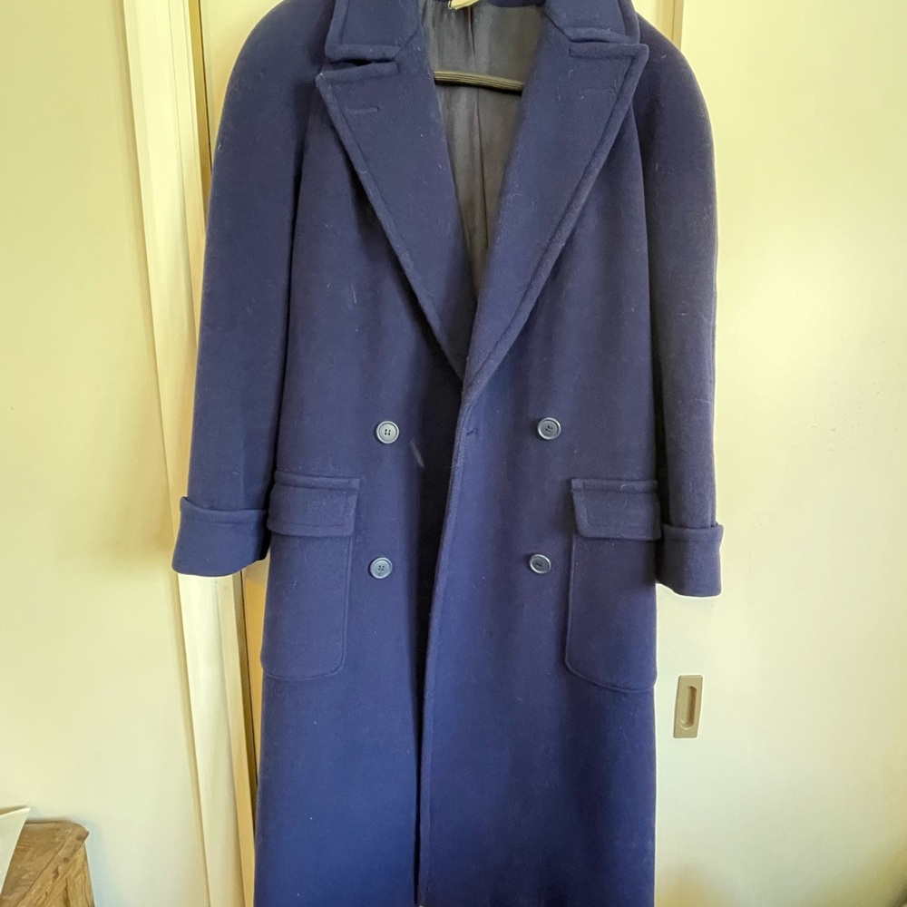 Harve Bernard Vintage 80s Royal Blue 100% Wool knee Length Coat